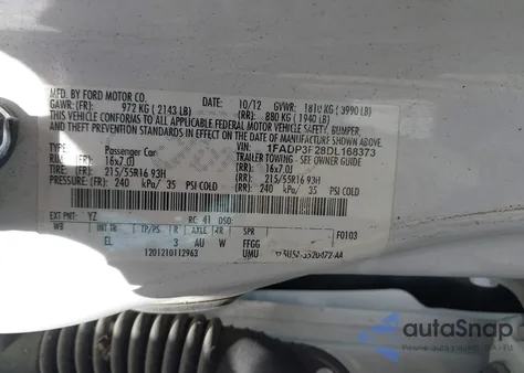 2013 Ford Focus Se z USA, uszkodzony, nr VIN 1FADP3F28DL168373